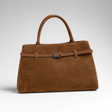 Solid Faux Suede Handbag - Decorative Design Large Capacity Casual Tote Bag for Women (Portable Shoulder Bag)