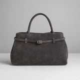 Solid Faux Suede Handbag - Decorative Design Large Capacity Casual Tote Bag for Women (Portable Shoulder Bag)