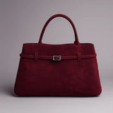 Solid Faux Suede Handbag - Decorative Design Large Capacity Casual Tote Bag for Women (Portable Shoulder Bag)