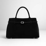 Solid Faux Suede Handbag - Decorative Design Large Capacity Casual Tote Bag for Women (Portable Shoulder Bag)