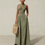 MUJER Zipper Long Dress Woman Pleated Sleeveless Bodycon Dress Summer Elegant Party Dresses For Women 2025 New Midi Dresses