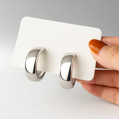 Trendy Simple Silver Color Hoop Earrings For Women Girl Circle Round Minimalist Earrings Party NEW C-shape Jewelry Gifts