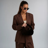 Spring Summer Office Lady Elegant Solid Women Suit Fashion Casual Sashes Straight Shrug Blazer Chic Zipper Long Pant
