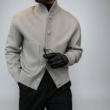 Men's new wool coat in autumn and winter 2025 fashion trend solid color stand collar versatile button jacket men
