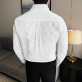 New Men's Social Shirt British Style Casual Business Formal Long Sleeved Shirt Luxurious and Slim Fit Dress Tops Shirt 4XL-M