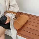 Faux Suede Small Top Handle Handbag Retro Winter Autumn Underarm Bag Small Handbag for Women Travel Shopping Daily Work