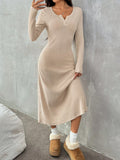 Slim V-neck Solid Color Dress Sweater