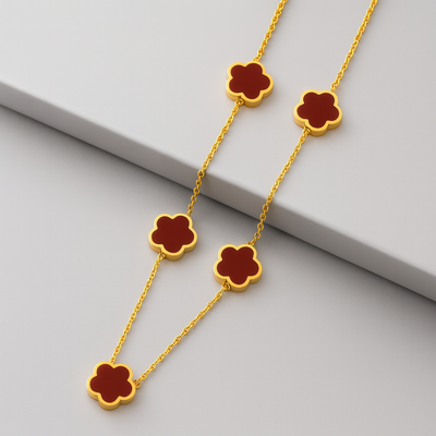 Hot Selling Stainless Steel Pendant Necklace With Five Leaf Flower