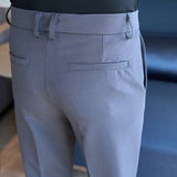 Men’s High-Waist Straight Double-Pleated Casual Suit Trousers – High Stretch