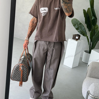 Men's Casual Striped Lace-Up Pants