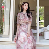 Waist-tight Gentle Temperament Slimming Floral Dress